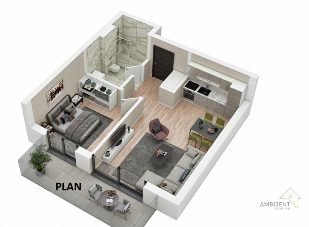 Glavna slika -Voždovac, 56m2, dvosoban stan u novogradnji