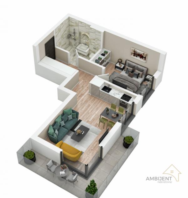 Glavna slika -Voždovac, 51m2, dvosoban stan u novogradnji