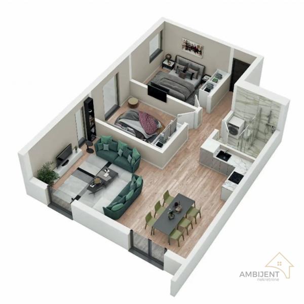 Glavna slika -Voždovac, 68m2, trosoban stan u novogradnji