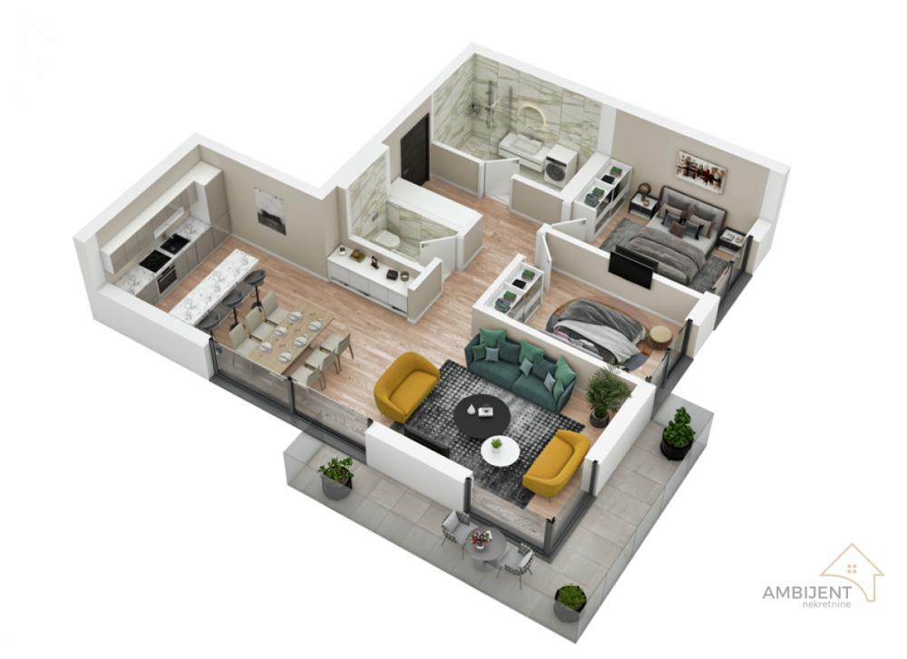 Glavna slika -Voždovac, 69m2, trosoban stan u novogradnji