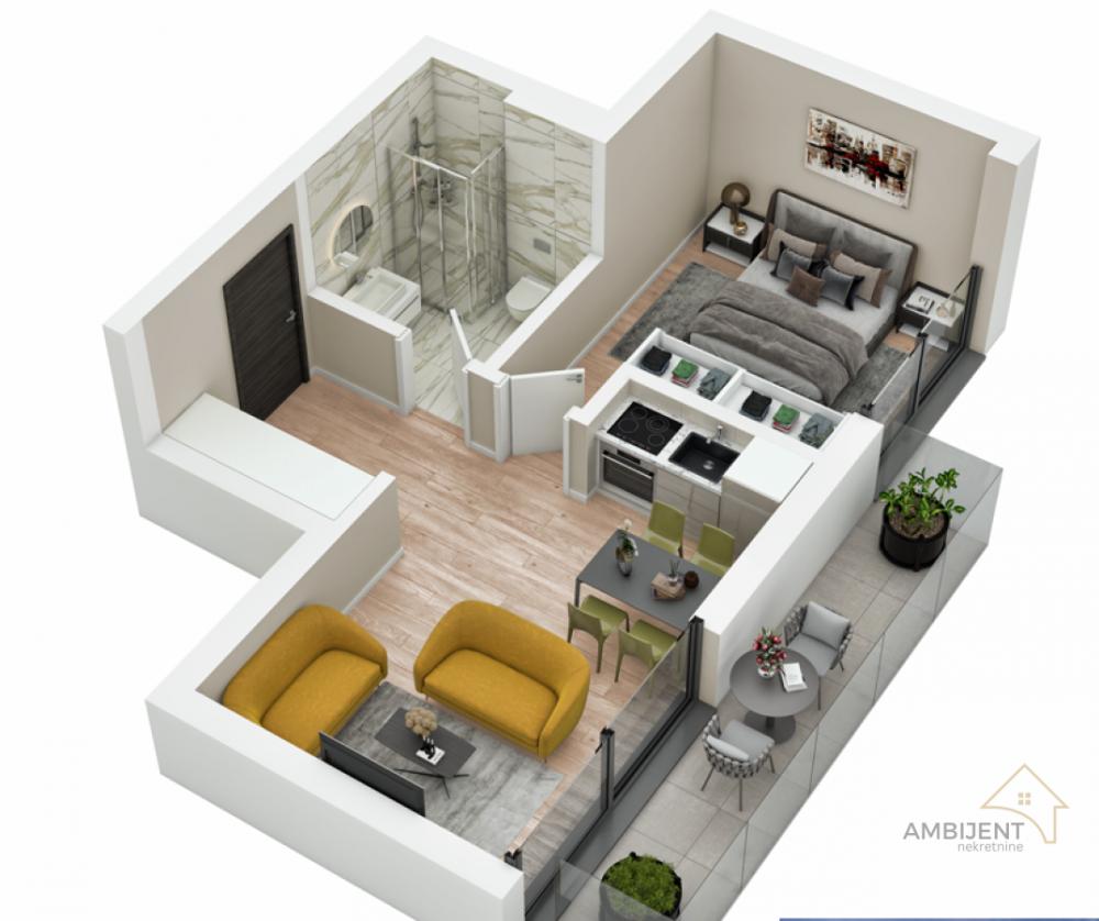 Glavna slika -Voždovac, 35m2, dvosoban stan u novogradnji