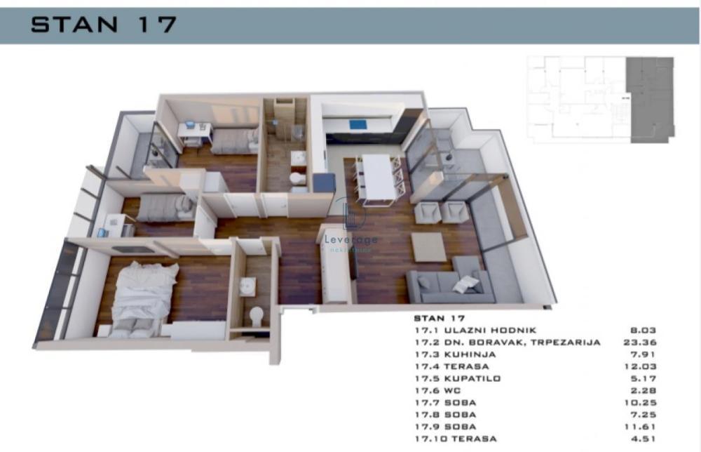 Glavna slika -Cvetkova pijaca, 90m2, troiposoban stan u novogradnji
