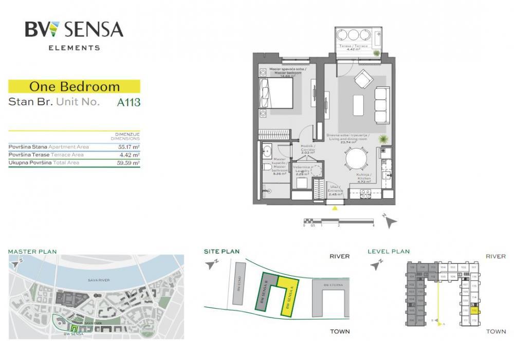 Glavna slika -Beograd na vodi, 59.59m2, dvosoban stan u novogradnji