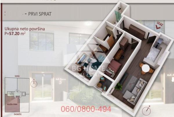 Glavna slika -Rade Končara, 57m2, dvoiposoban stan u novogradnji