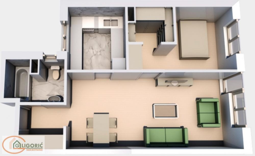 Glavna slika -Živka Davidovića, 52m2, dvosoban stan u novogradnji