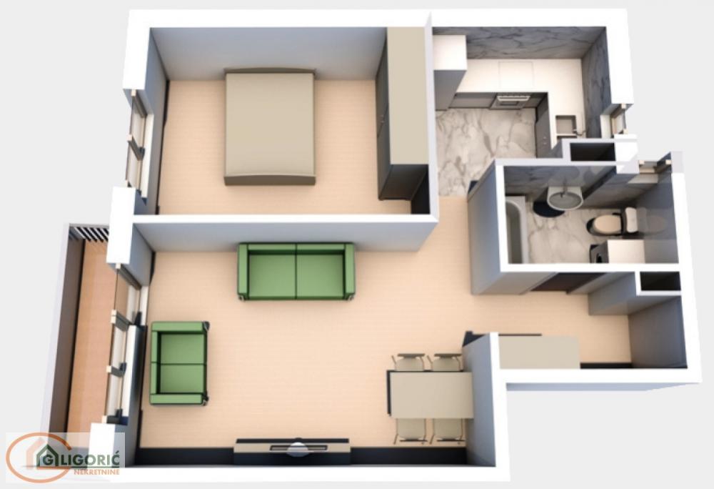 Glavna slika -Živka Davidovića, 51m2, dvosoban stan u novogradnji