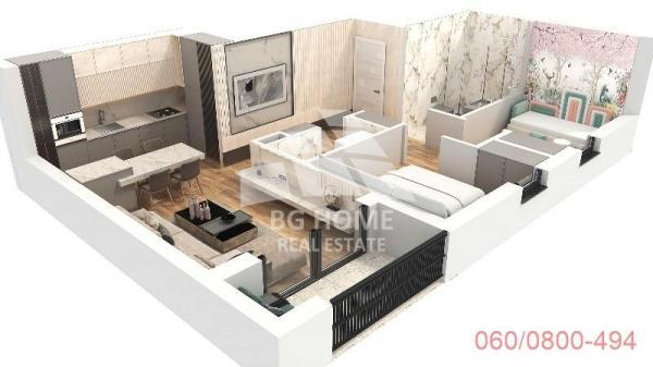 Glavna slika -Karpoševa, 57m2, dvoiposoban stan u novogradnji