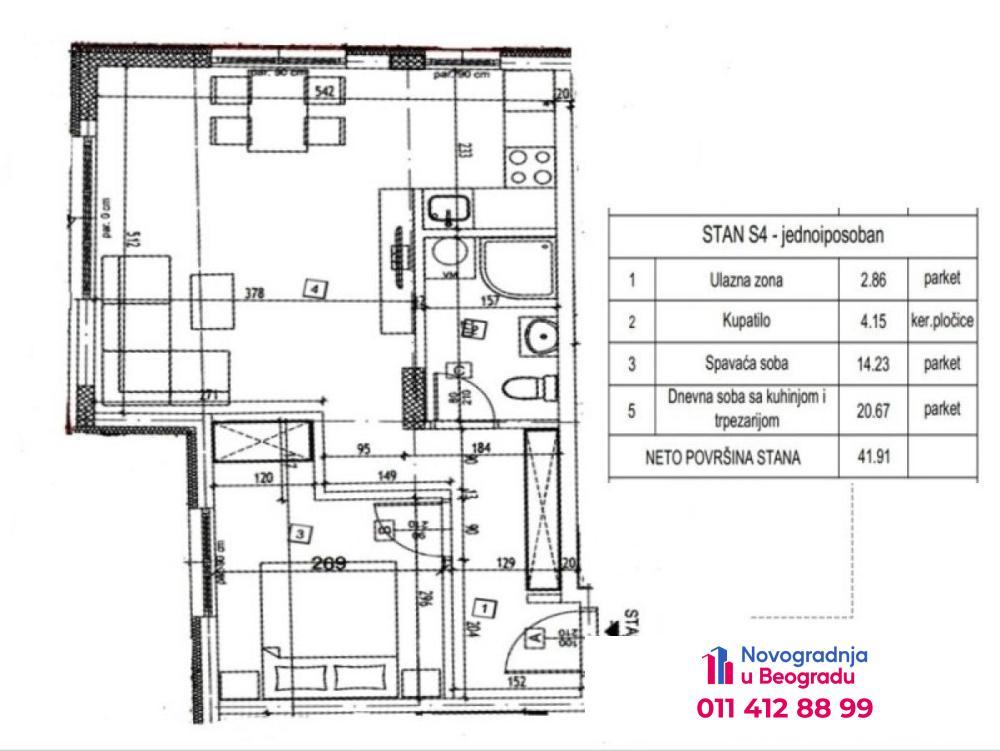 Glavna slika -Zvezdara, 42m2, jednoiposoban stan u novogradnji