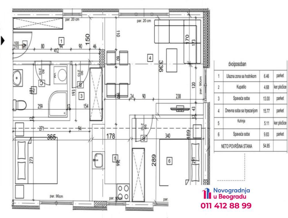 Glavna slika -Zvezdara, 55m2, dvoiposoban stan u novogradnji