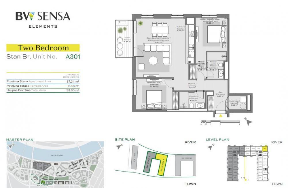 Glavna slika -Beograd na vodi, 93.80m2, trosoban stan u novogradnji