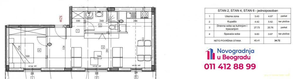 Glavna slika -Kaluđerica, 45m2, jednoiposoban stan u novogradnji