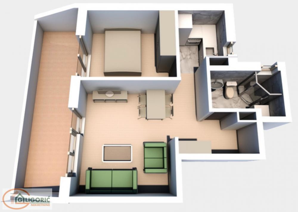 Glavna slika -Živka Davidovića, 49m2, jednoiposoban stan u novogradnji