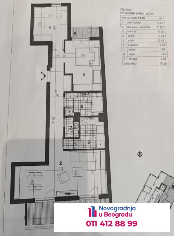 Glavna slika -Gornji grad, 79m2, trosoban stan u novogradnji