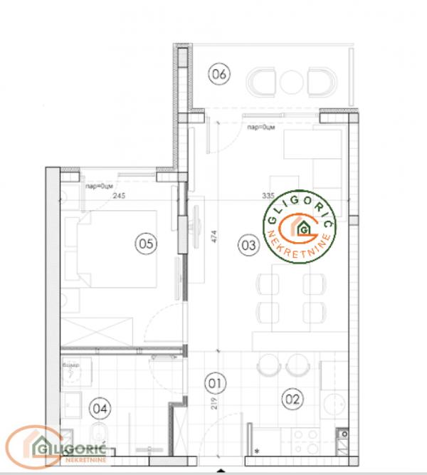 Glavna slika -Surčin, 40m2, dvosoban stan u novogradnji