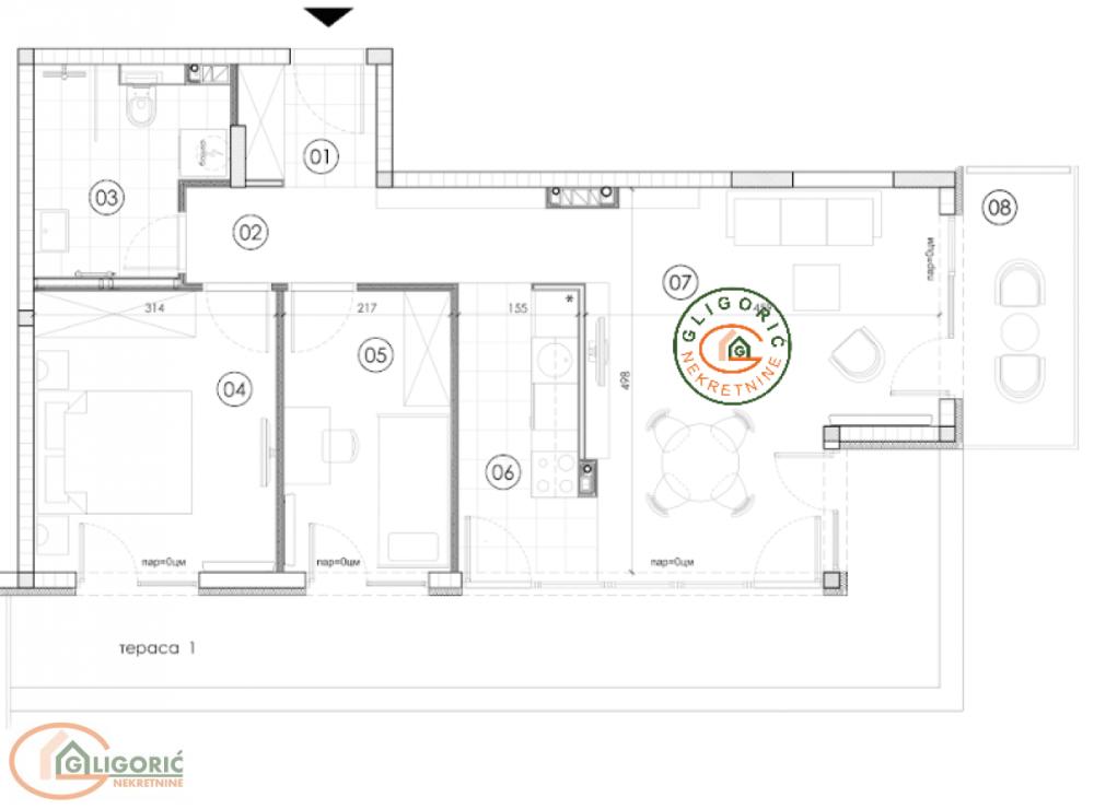 Glavna slika -Surčin, 64m2, dvoiposoban stan u novogradnji