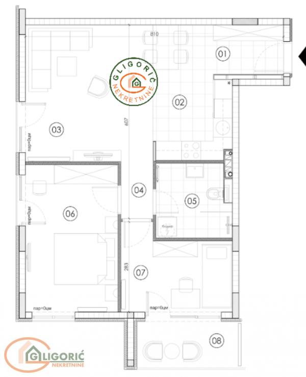 Glavna slika -Surčin, 62m2, dvoiposoban stan u novogradnji