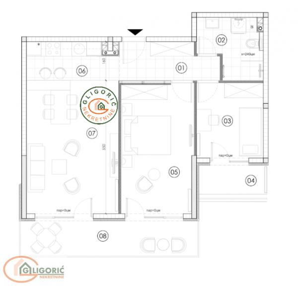 Glavna slika -Surčin, 74m2, trosoban stan u novogradnji