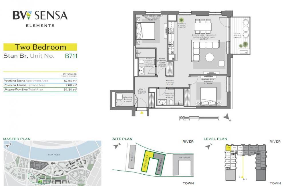 Glavna slika -Beograd na vodi, 94.84m2, trosoban stan u novogradnji