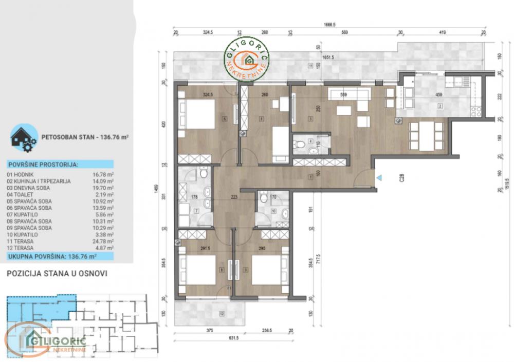 Glavna slika -Voždovac, 137m2, petosoban stan u novogradnji