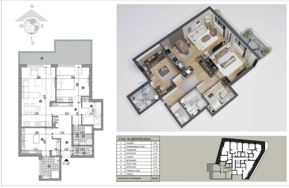 Glavna slika -Žarkovo, 94m2, dvoiposoban stan u novogradnji