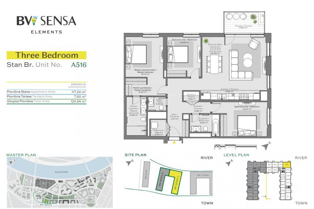 Glavna slika -Beograd na vodi, 124.84m2, četvorosoban stan u novogradnji