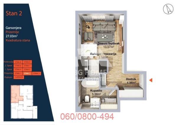 Glavna slika -Pašmanska, 27m2, stan u novogradnji