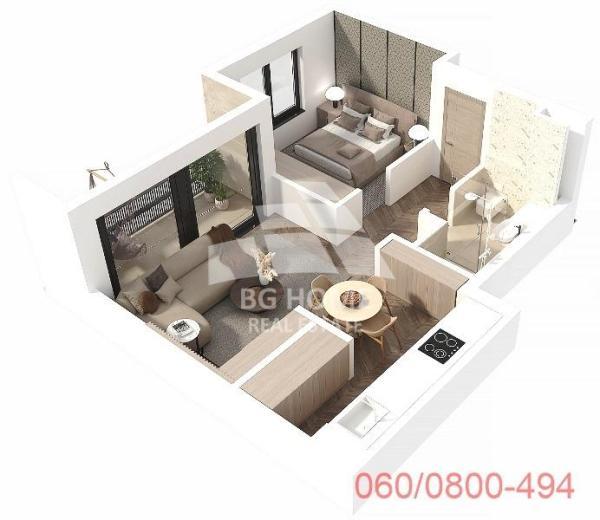 Glavna slika -Karpoševa, 47m2, jednoiposoban stan u novogradnji