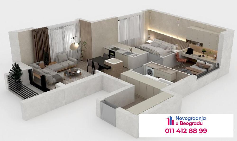 Glavna slika -Vukov spomenik, 67m2, dvoiposoban stan u novogradnji