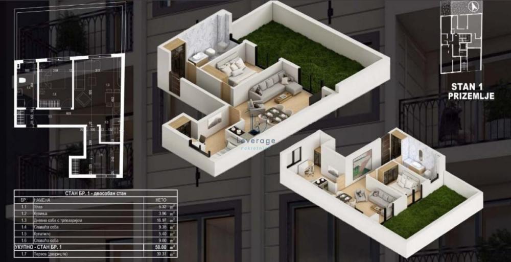 Glavna slika -Pašino brdo, 80m2, dvoiposoban stan u novogradnji