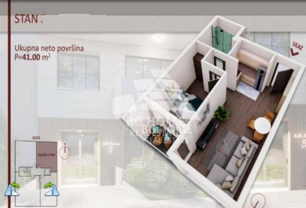 Glavna slika -Rade Končara, 41m2, jednoiposoban stan u novogradnji