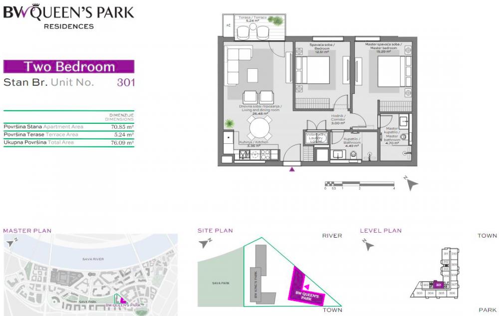 Glavna slika -Beograd na vodi, 76.09m2, trosoban stan u novogradnji