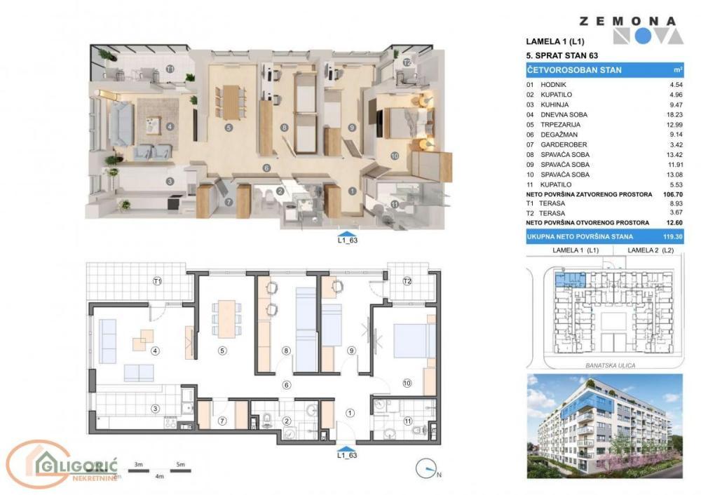 Glavna slika -Gornji grad, 119m2, četvorosoban stan u novogradnji