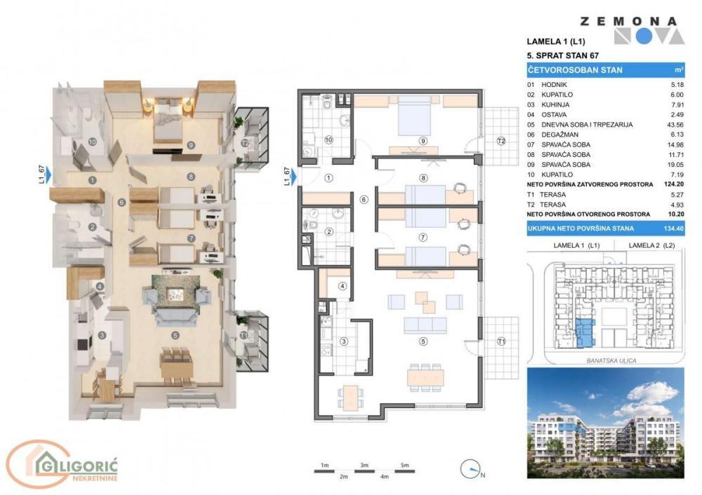 Glavna slika -Gornji grad, 134m2, četvorosoban stan u novogradnji
