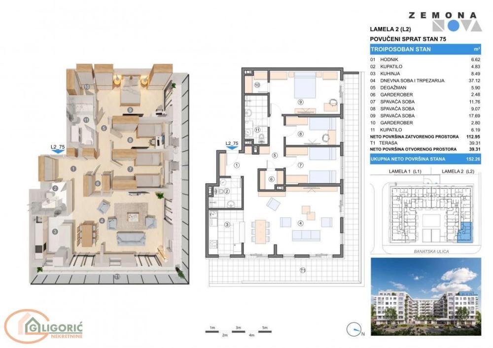 Glavna slika -Gornji grad, 152m2, četvorosoban stan u novogradnji