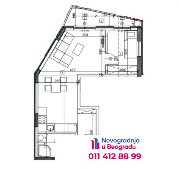 Glavna slika -Učiteljsko naselje, 46m2, jednoiposoban stan u novogradnji