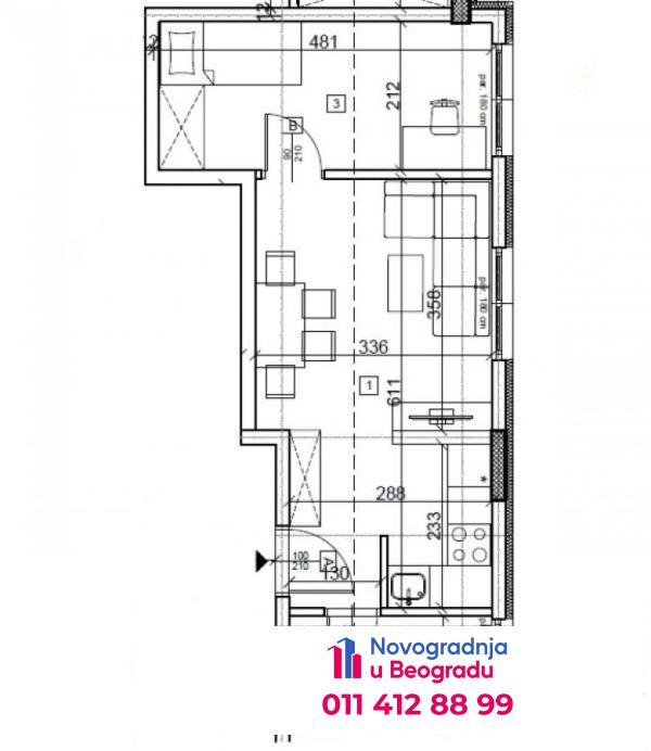 Glavna slika -Učiteljsko naselje, 34m2, jednoiposoban stan u novogradnji
