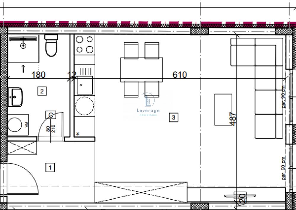 Glavna slika -Cvetkova pijaca, 38m2, jednosoban stan u novogradnji