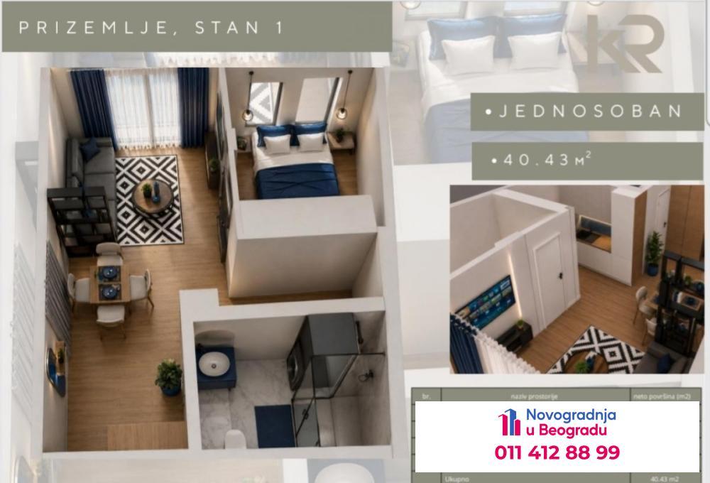Glavna slika -Ćukovac, 40m2, dvosoban stan u novogradnji