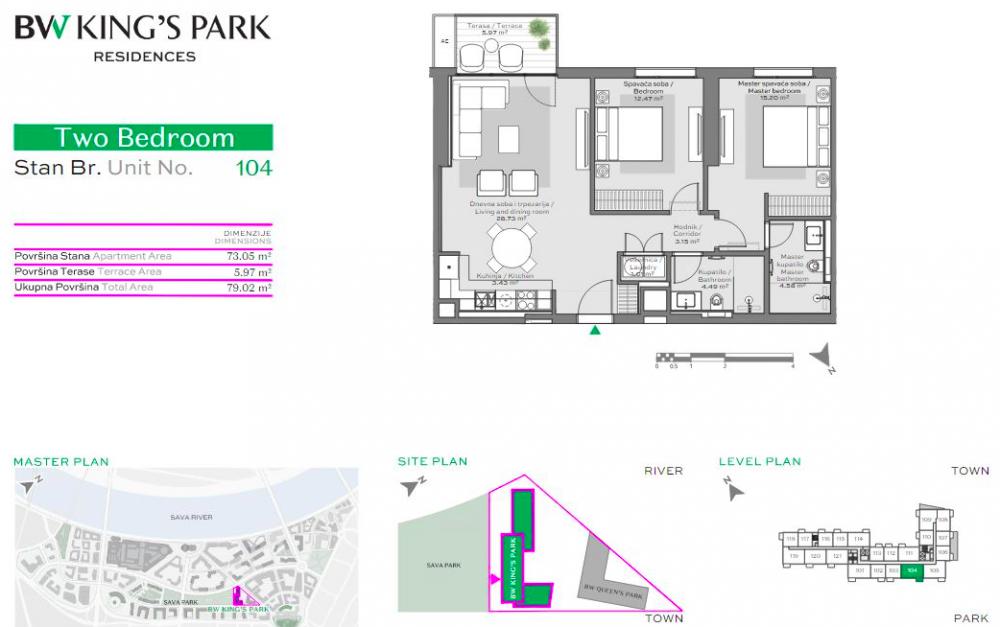 Glavna slika -Beograd na vodi, 79.02m2, trosoban stan u novogradnji