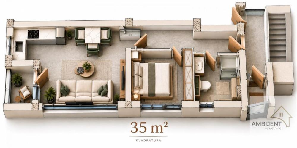 Glavna slika -Batajnica, 35m2, dvosoban stan u novogradnji
