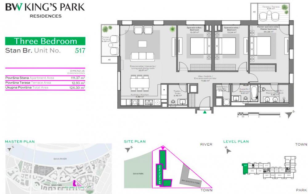 Glavna slika -Beograd na vodi, 124.30m2, četvorosoban stan u novogradnji