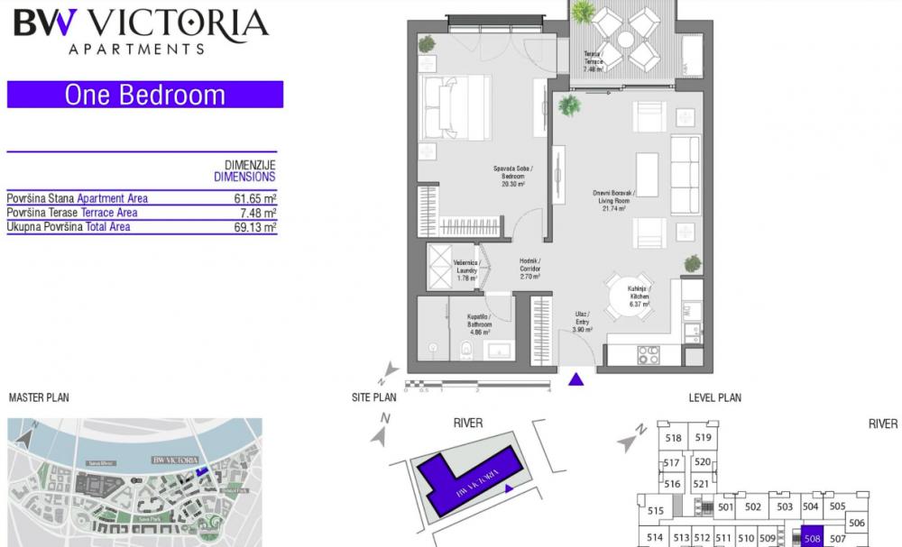 Glavna slika -Beograd na vodi, 69.13m2, dvosoban stan u novogradnji