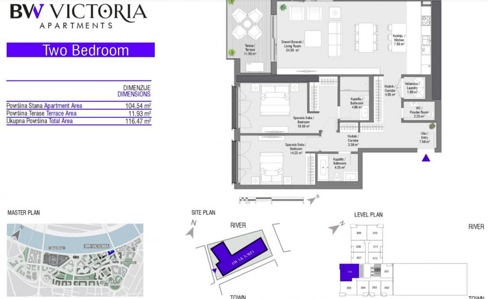 Glavna slika -Beograd na vodi, 116.47m2, trosoban stan u novogradnji