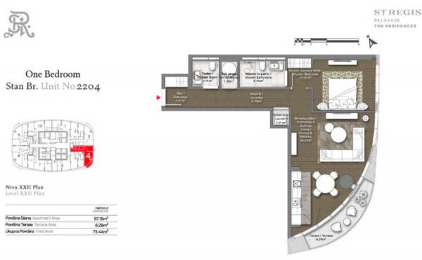 Glavna slika -Beograd na vodi, 73.40m2, dvosoban stan u novogradnji