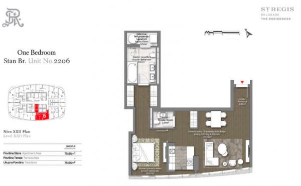 Glavna slika -Beograd na vodi, 75.65m2, dvosoban stan u novogradnji