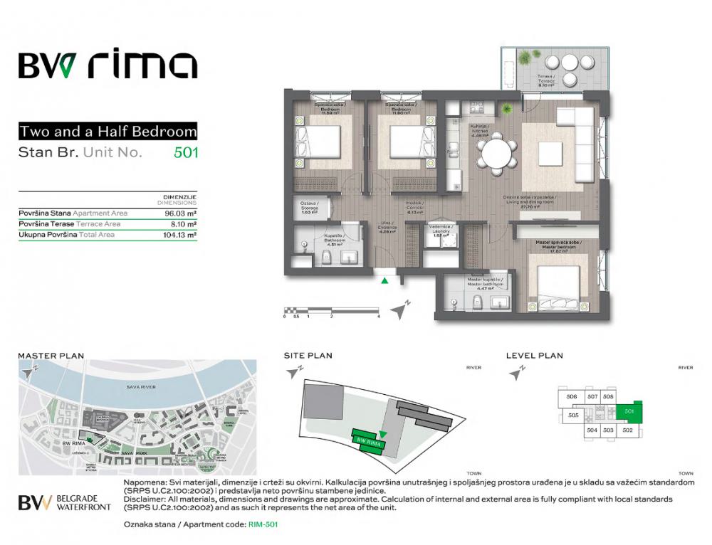 Glavna slika -Beograd na vodi, 104.13m2, troiposoban stan u novogradnji