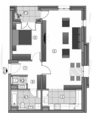 Glavna slika -Novi Beograd, 69.90m2, dvosoban stan u novogradnji