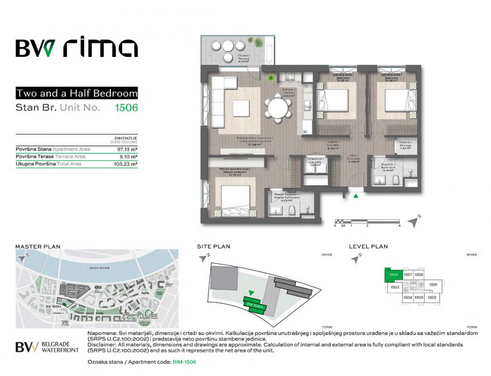 Glavna slika -Beograd na vodi, 105.23m2, troiposoban stan u novogradnji