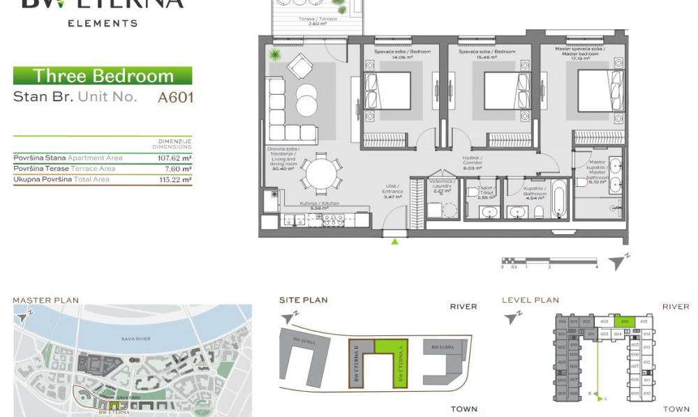 Glavna slika -Beograd na vodi, 115.22m2, četvorosoban stan u novogradnji