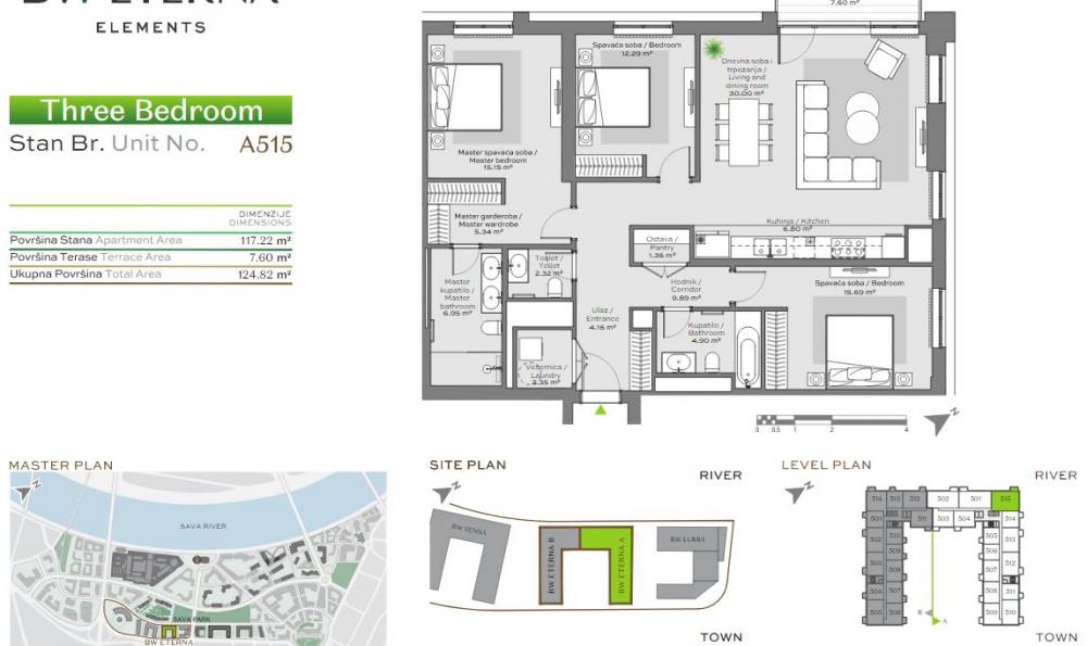 Glavna slika -Beograd na vodi, 124.82m2, četvorosoban stan u novogradnji